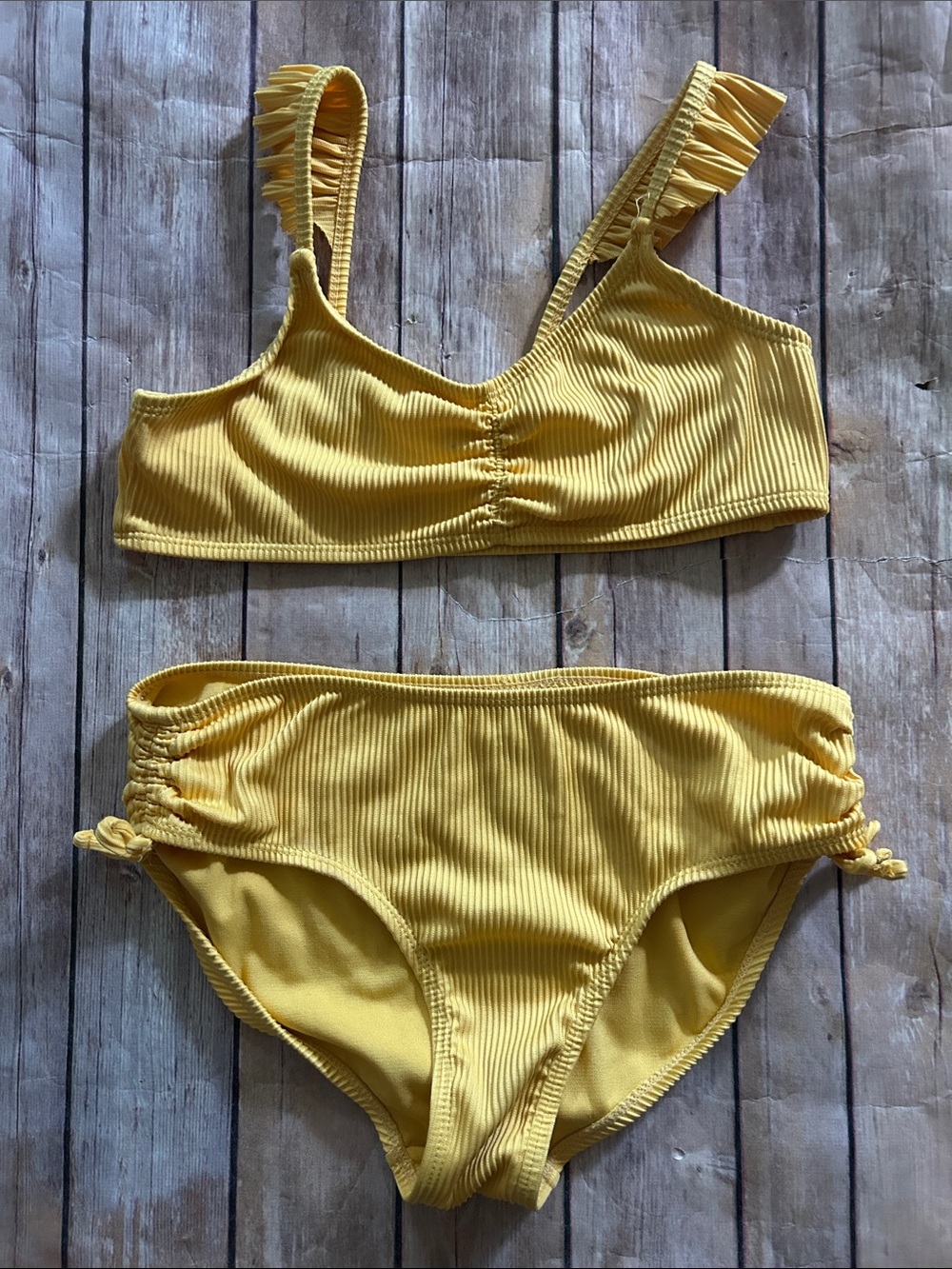 wonder nation Yellow Ribbed Two-Piece Bikini Set